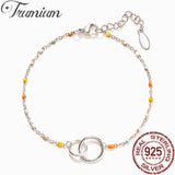 Sterling Silver Drop Glaze Bracelets Friendship Bohemia Jewelry