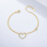 S925 Sterling Silver Heart Chain Bracelet for Women