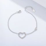S925 Sterling Silver Heart Chain Bracelet for Women