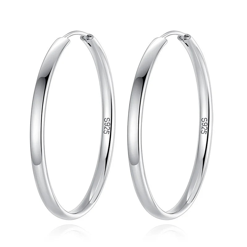 925 Sterling Silver Huggie Earrings for Women Office Lady Dancing Party