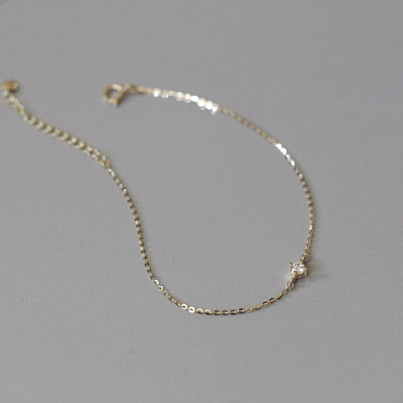 Real 925 Sterling Silver 14k CZ Bracelet For Women Wedding Party