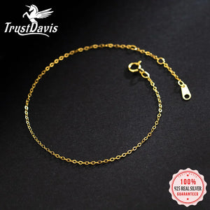 TrustDaivs 925 Silver Chain Charm Bracelet Women Wedding Jewelry