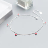 925 Sterling Silver Red Heart Sweet Bracelet For Women