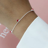 925 Sterling Silver Red Heart Sweet Bracelet For Women