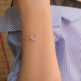 925 Silver Moon CZ Bracelet Women's Jewelry Gift