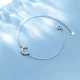 925 Silver Moon CZ Bracelet Women's Jewelry Gift