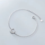 925 Silver Moon CZ Bracelet Women's Jewelry Gift