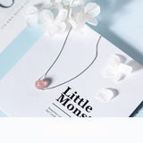 925 Sterling Silver 8mm Strawberry Crystal Pendant Short Necklace