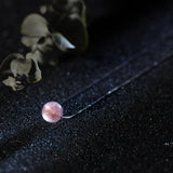 925 Sterling Silver 8mm Strawberry Crystal Pendant Short Necklace