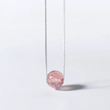 925 Sterling Silver 8mm Strawberry Crystal Pendant Short Necklace