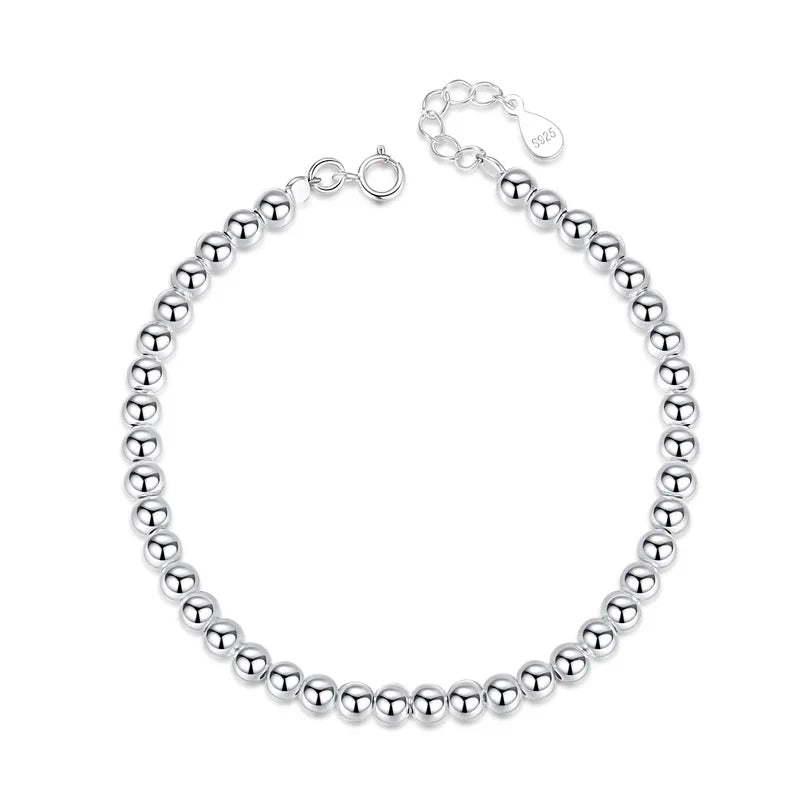TrustDavis 925 Solid Silver 0.4cm Beads Bracelet 15.8cm Lady Jewelry