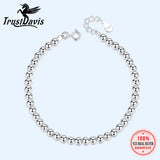 TrustDavis 925 Solid Silver 0.4cm Beads Bracelet 15.8cm Lady Jewelry