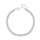 TrustDavis 925 Solid Silver 0.4cm Beads Bracelet 15.8cm Lady Jewelry