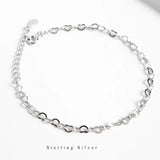 925 Sterling Silver Hollow Love Heart Bracelet Women Lady Silver Jewelry