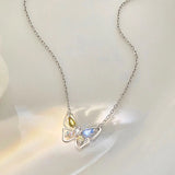 925 Silver Butterfly Zircon CZ Pendant Necklace