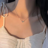 925 Silver Butterfly Zircon CZ Pendant Necklace
