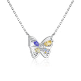 925 Silver Butterfly Zircon CZ Pendant Necklace