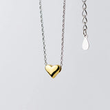 925 Sterling Silver Heart Pendant Clavicle Necklace Gift