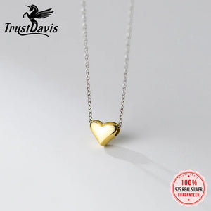 925 Sterling Silver Heart Pendant Clavicle Necklace Gift