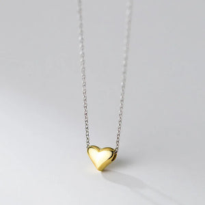 925 Sterling Silver Heart Pendant Clavicle Necklace Gift