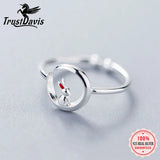 925 Sterling Silver Moon Rabbit Cocktail Ring Sizable 5 6 7 For Women