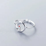 925 Sterling Silver Moon Rabbit Cocktail Ring Sizable 5 6 7 For Women