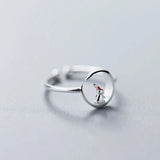 925 Sterling Silver Moon Rabbit Cocktail Ring Sizable 5 6 7 For Women