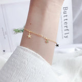 TrustDavis 925 Silver Sweet 5 Star Bracelet For Women