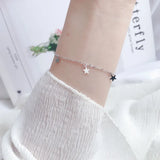 TrustDavis 925 Silver Sweet 5 Star Bracelet For Women