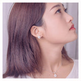 925 Silver Flower Stud Earring Pink CZ