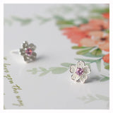 925 Silver Flower Stud Earring Pink CZ