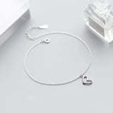 925 Sterling Silver Heart Anklets For Women's Jewelry