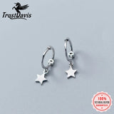 TrustDavis 925 Silver Small Star Stud Earrings For Girls Teens