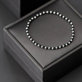 925 Solid Sterling Silver Elastic Bead Bracelet For Women Girls Lady Gift