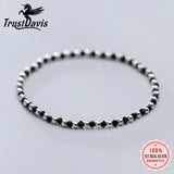 925 Solid Sterling Silver Elastic Bead Bracelet For Women Girls Lady Gift