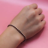 925 Solid Sterling Silver Elastic Bead Bracelet For Women Girls Lady Gift