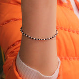 925 Solid Sterling Silver Elastic Bead Bracelet For Women Girls Lady Gift