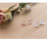 925 Silver Women Asymmetric Heart Arrow CZ Stud Earrings for Girls