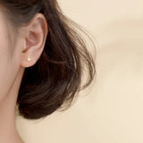 925 Silver Asymmetric Moon Star CZ Chain Stud Earrings for Women