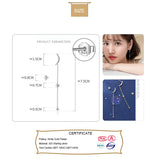 925 Silver Asymmetric Moon Star CZ Chain Stud Earrings for Women