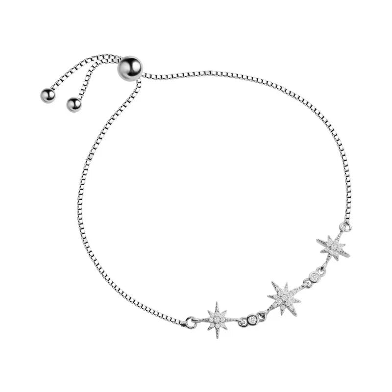 TrustDavis S925 Stone Bracelet Linked Stars Birthday Gift For Girls Lady