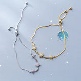 TrustDavis S925 Stone Bracelet Linked Stars Birthday Gift For Girls Lady
