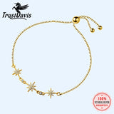 TrustDavis S925 Stone Bracelet Linked Stars Birthday Gift For Girls Lady
