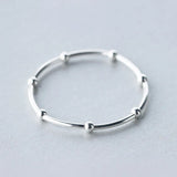 TrustDavis 925 Silver Bracelet Linked Beads Elastic Bangle Women Jewelry