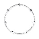 TrustDavis 925 Silver Bracelet Linked Beads Elastic Bangle Women Jewelry