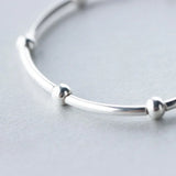 TrustDavis 925 Silver Bracelet Linked Beads Elastic Bangle Women Jewelry