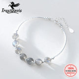 925 Silver Bracelet Moonstone Bead Bracelet Women Jewelry