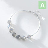 925 Silver Bracelet Moonstone Bead Bracelet Women Jewelry