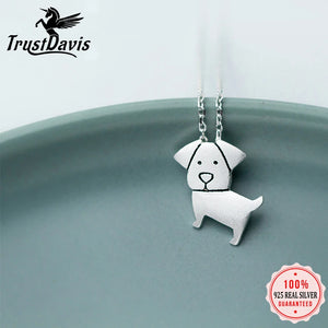 TrustDavis 925 Silver Dog Pendant Necklace for Women
