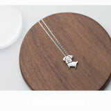 TrustDavis 925 Silver Dog Pendant Necklace for Women